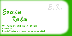 ervin kolm business card
